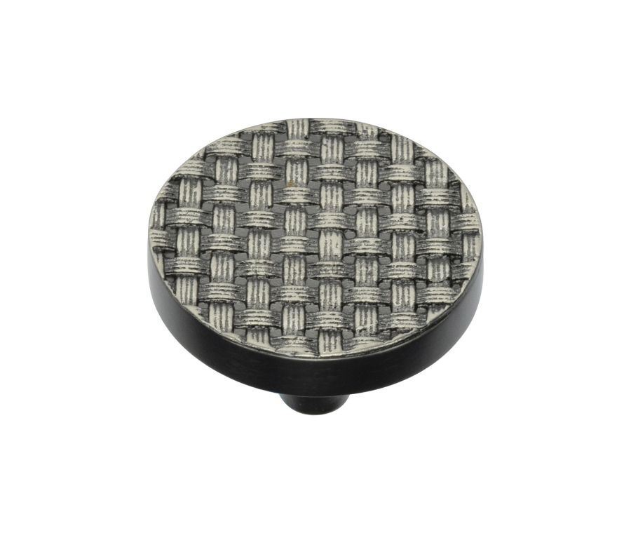 Heritage Brass Aged Nickel Round Weave Cabinet Knob 38mm