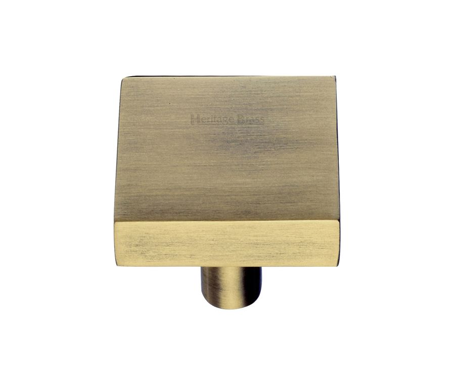 Heritage Brass Antique Brass Square Design Cabinet Knob 32mm