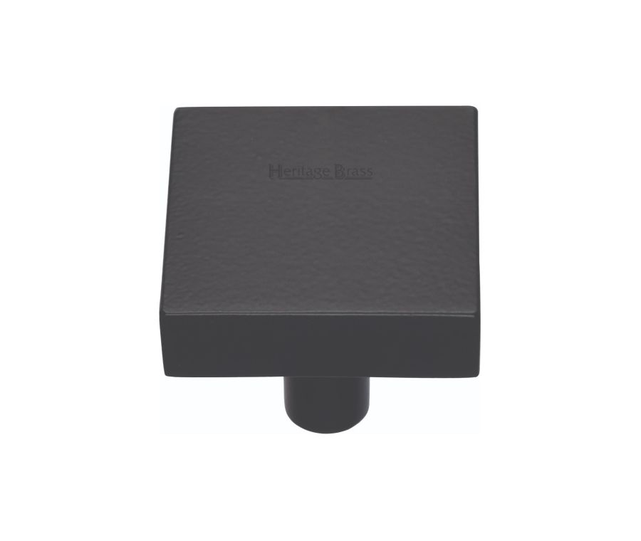 Heritage Brass Matt Black Square Design Cabinet Knob 32mm