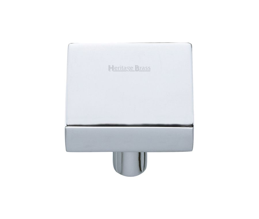 Heritage Brass Polished Chrome Square Design Cabinet Knob 32mm