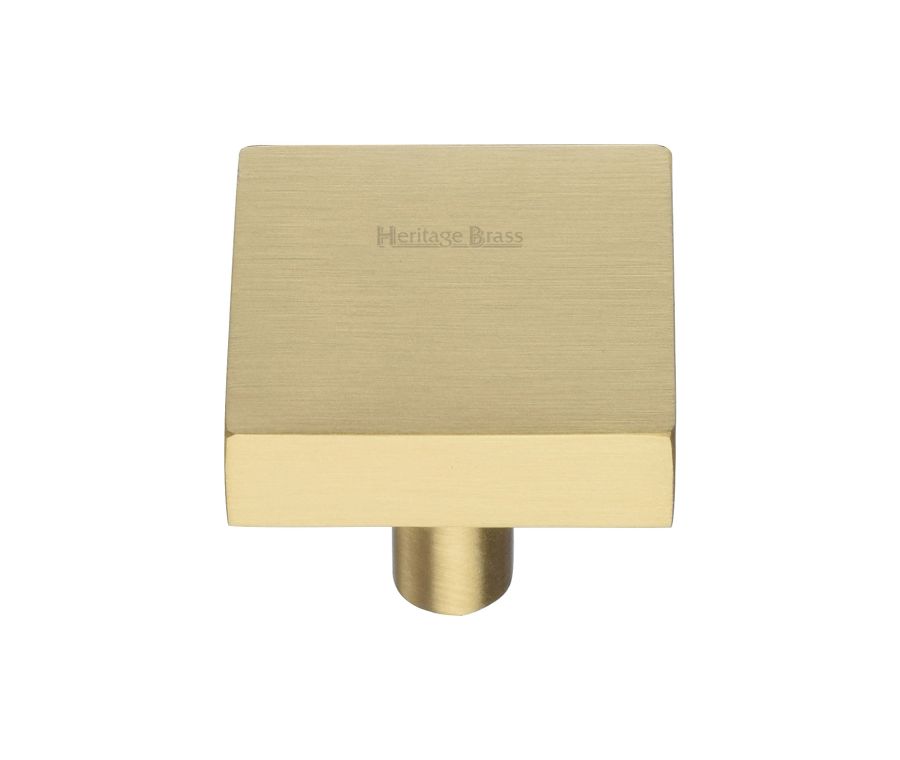 Heritage Brass Satin Brass Square Design Cabinet Knob 32mm