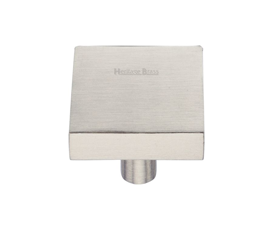 Heritage Brass Satin Nickel Square Design Cabinet Knob 32mm