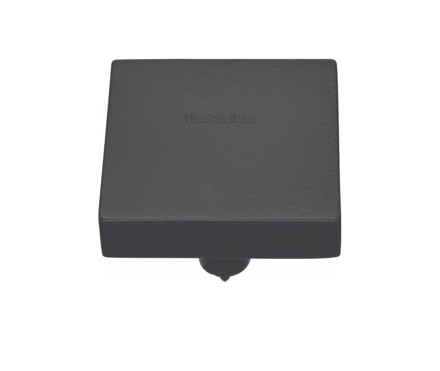 Heritage Brass Matt Black Square Design Cabinet Knob 38mm