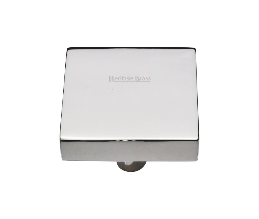 Heritage Brass Polished Nickel Finish Square Design Cabinet Knob 38mm