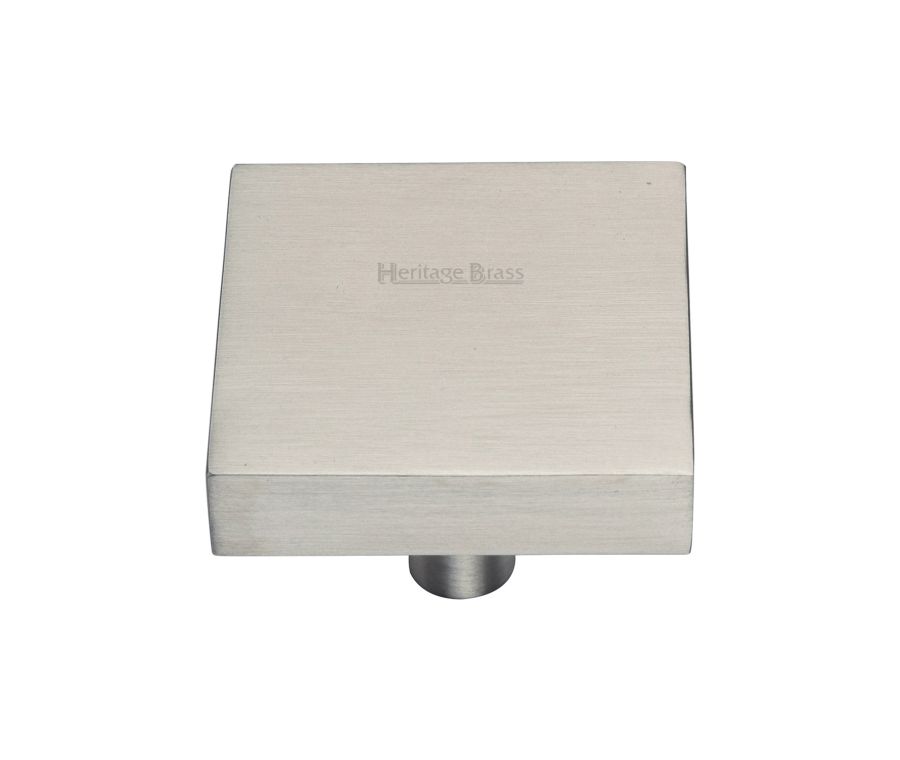 Heritage Brass Satin Nickel Square Design Cabinet Knob 38mm