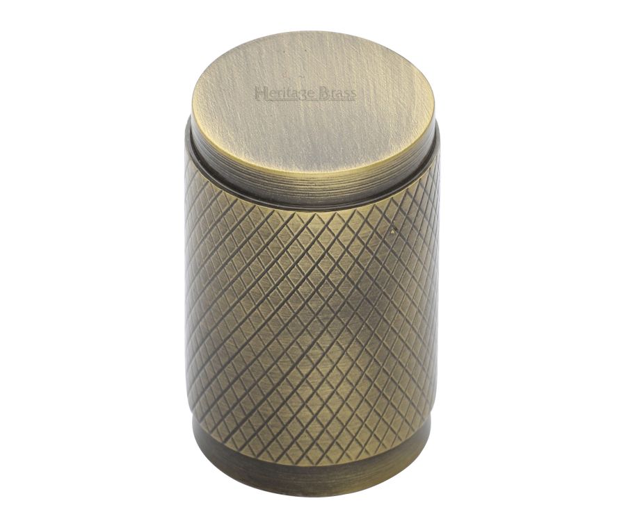 Heritage Brass Antique Brass Cylindric Knurled Cabinet Knob 21mm