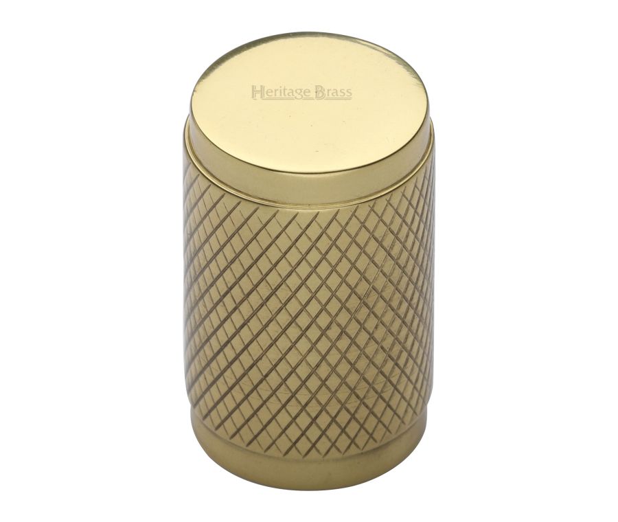 Heritage Brass Polished Brass Cylindric Knurled Cabinet Knob 21mm