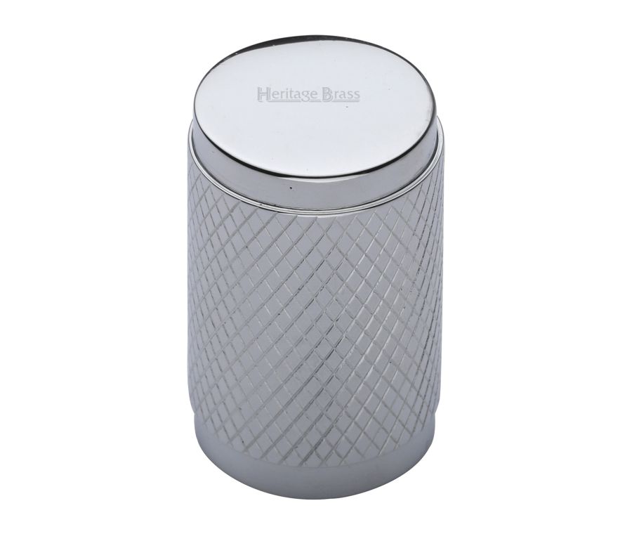 Heritage Brass Polished Chrome Cylindric Knurled Cabinet Knob 21mm