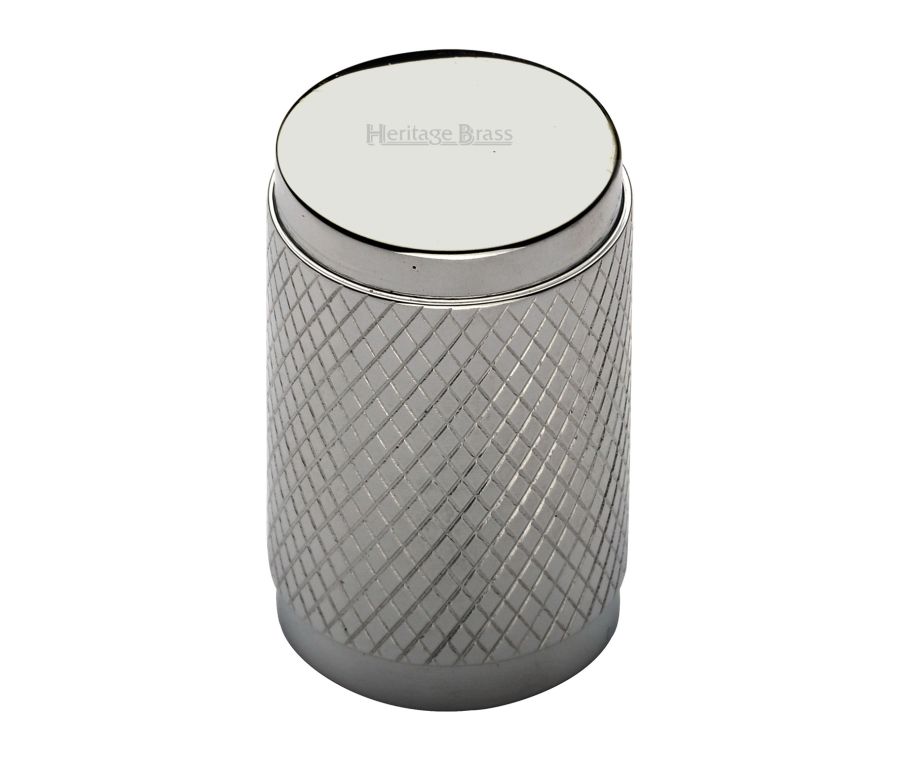 Heritage Brass Polished Nickel Finish Cylindric Knurled Cabinet Knob 21mm