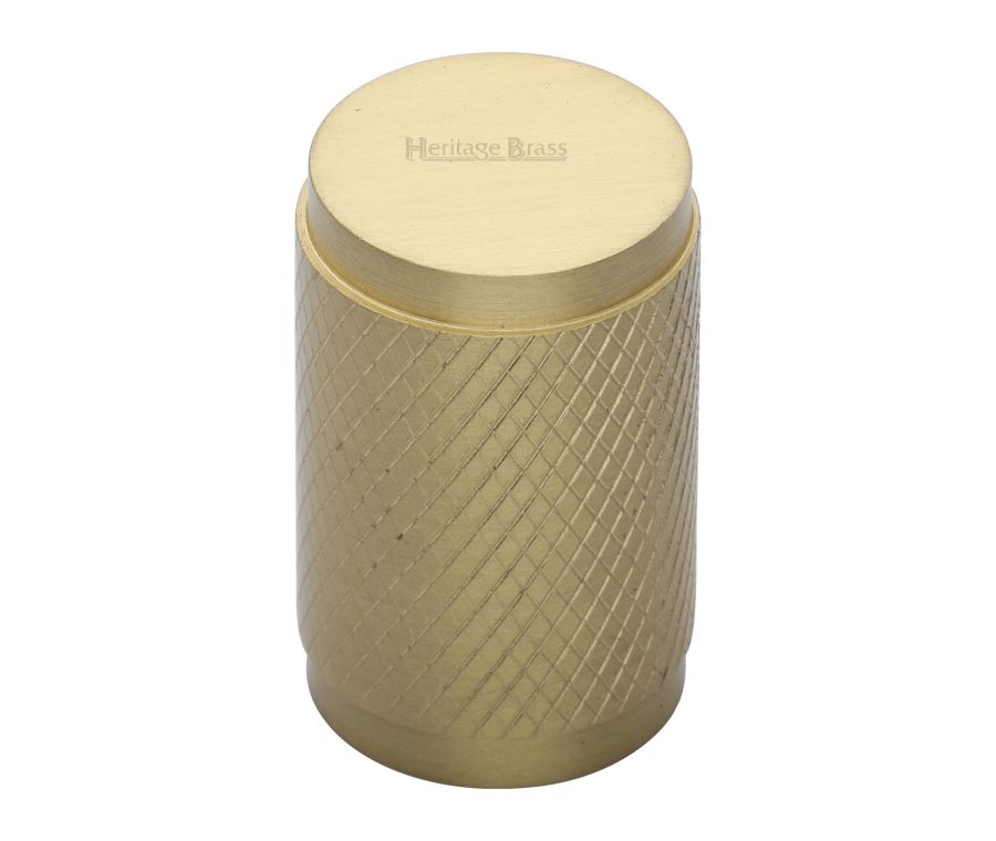 Heritage Brass Satin Brass Cylindric Knurled Cabinet Knob 21mm