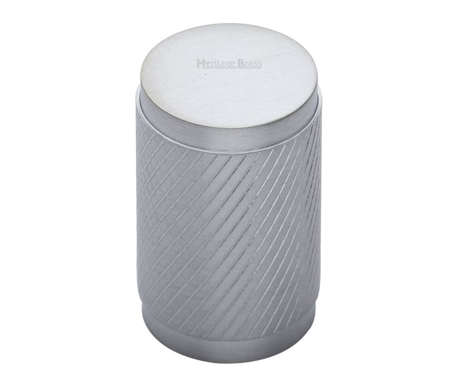 Heritage Brass Satin Chrome Cylindric Knurled Cabinet Knob 21mm