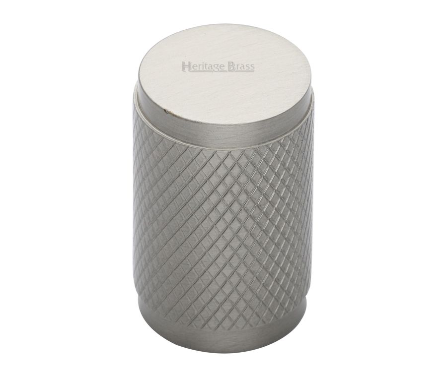 Heritage Brass Satin Nickel Cylindric Knurled Cabinet Knob 21mm