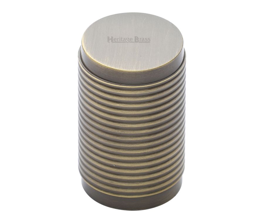 Heritage Brass Antique Brass Cylindric Ribbed Cabinet Knob 21mm
