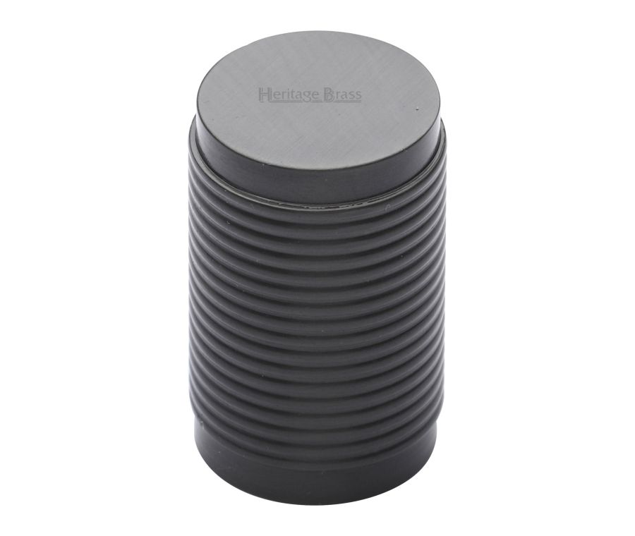 Heritage Brass Matt Bronze Cylindric Ribbed Cabinet Knob 21mm