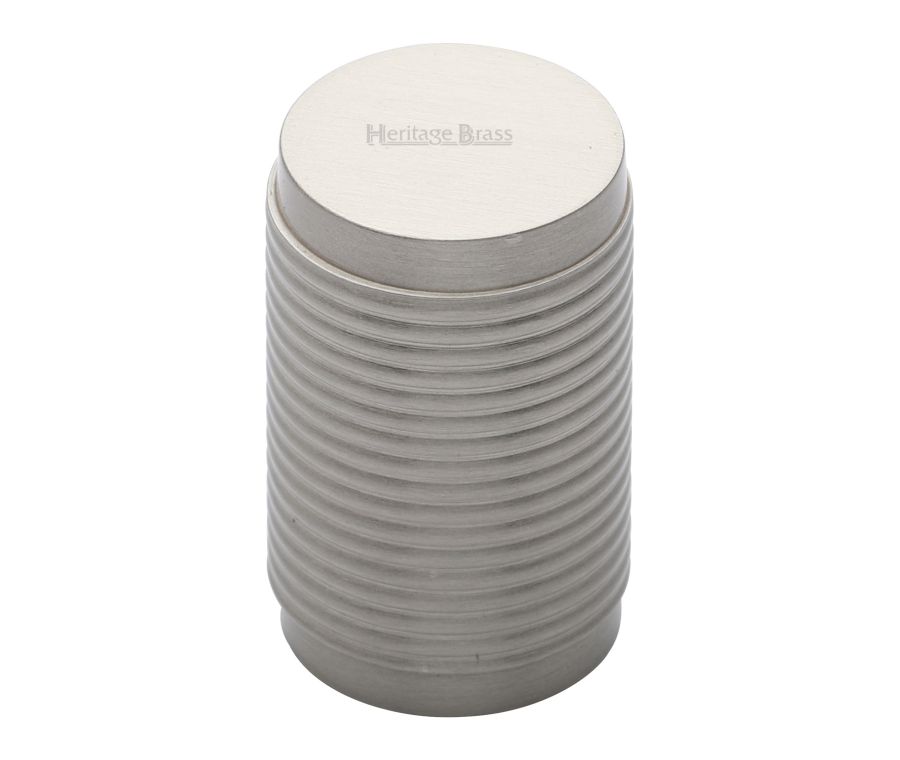 Heritage Brass Satin Nickel Cylindric Ribbed Cabinet Knob 21mm