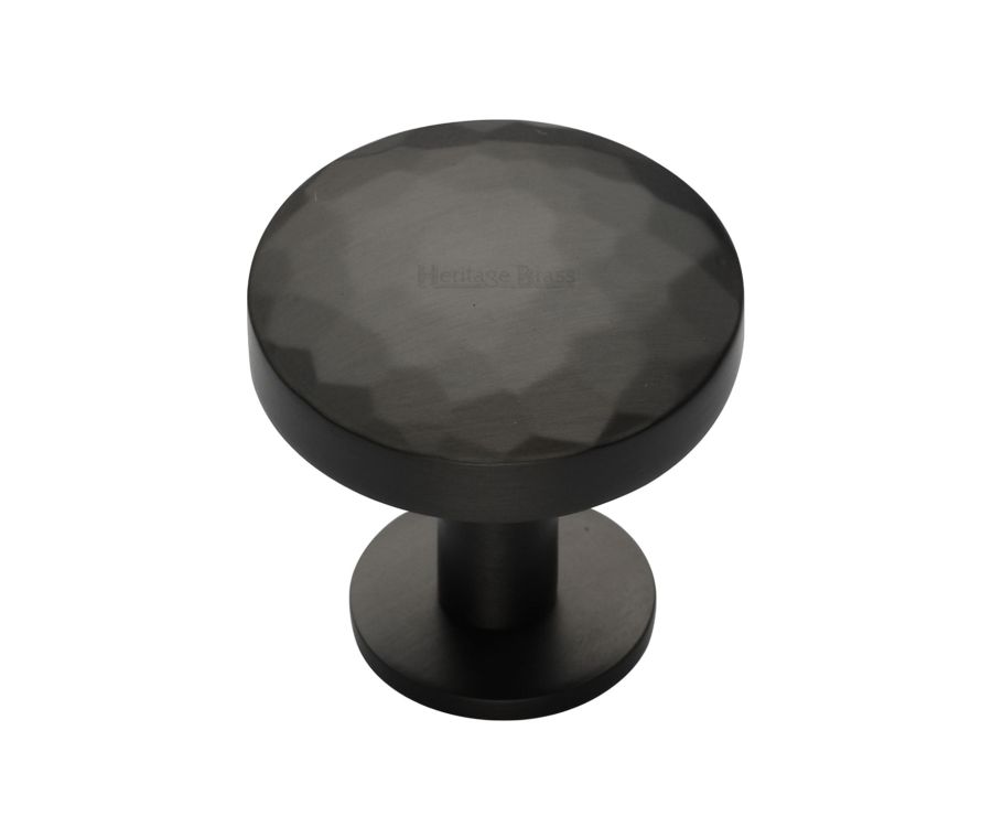 Heritage Brass Matt Bronze Round Hammered Cabinet Knob with Rose 32mm