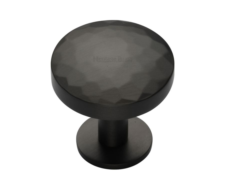 Heritage Brass Matt Bronze Round Hammered Cabinet Knob with Rose 38mm