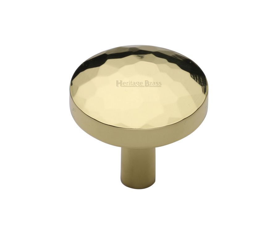 Heritage Brass Polished Brass Round Hammered Cabinet Knob 32mm
