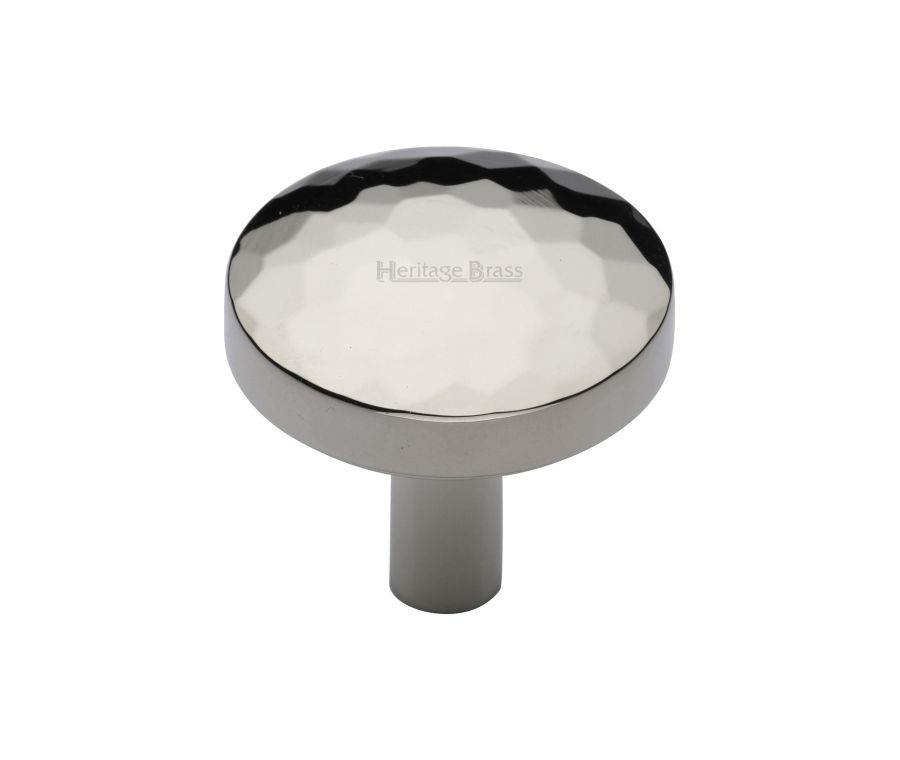 Heritage Brass Polished Nickel Finish Round Hammered Cabinet Knob 32mm
