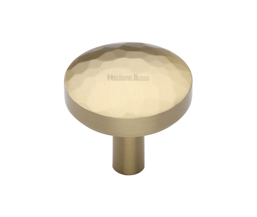 Heritage Brass Satin Brass Round Hammered Cabinet Knob 32mm