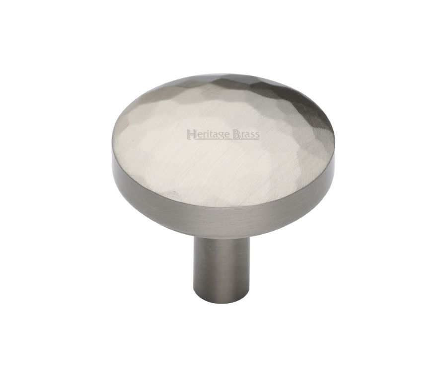 Heritage Brass Satin Nickel Round Hammered Cabinet Knob 32mm