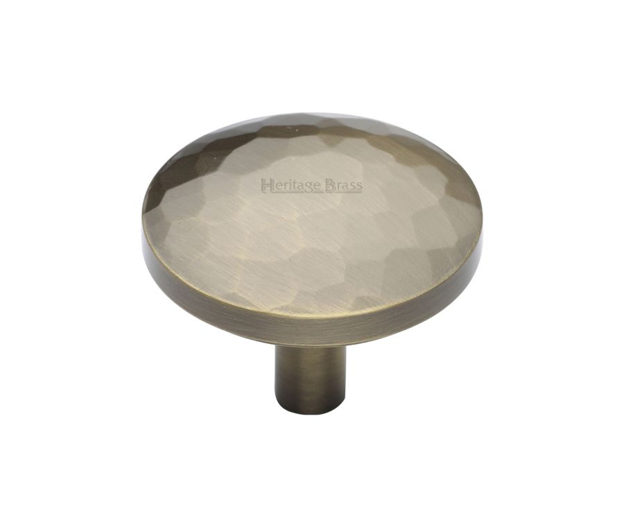 Heritage Brass Antique Brass Round Hammered Cabinet Knob 38mm