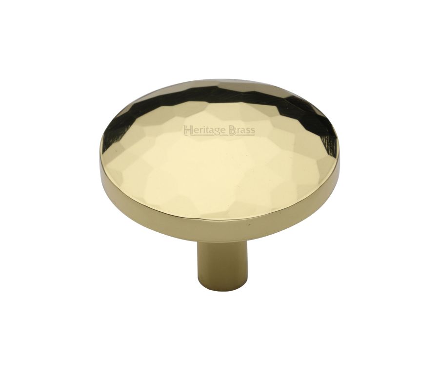 Heritage Brass Polished Brass Round Hammered Cabinet Knob 38mm