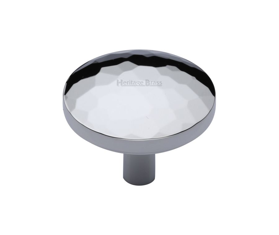 Heritage Brass Polished Chrome Round Hammered Cabinet Knob 38mm