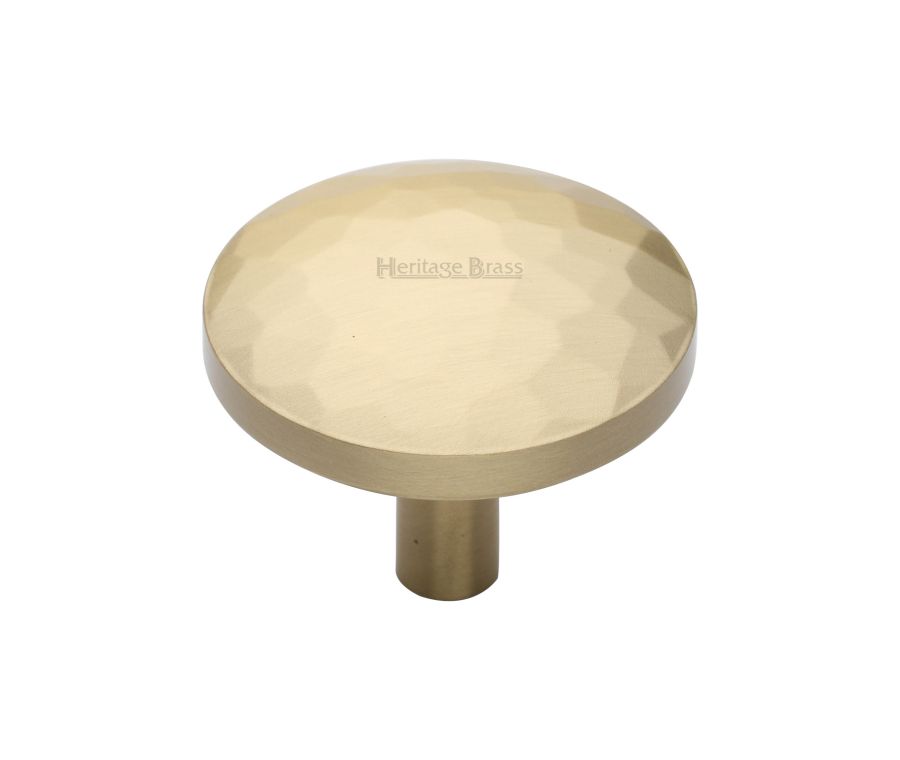 Heritage Brass Satin Brass Round Hammered Cabinet Knob 38mm