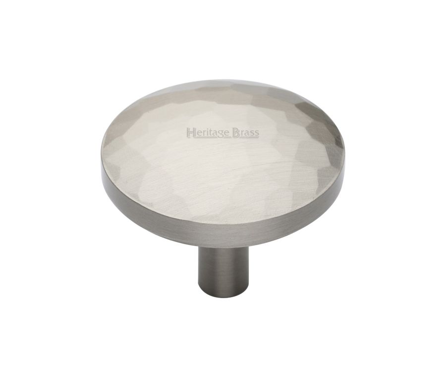 Heritage Brass Satin Nickel Round Hammered Cabinet Knob 38mm