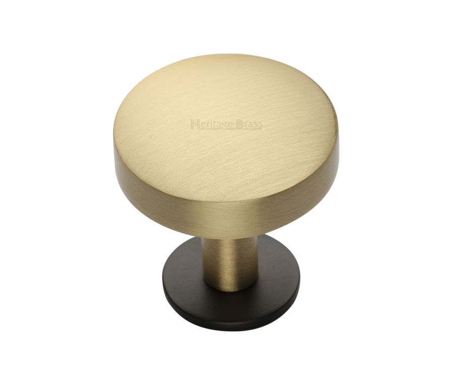 Heritage Brass Matt Bronze/Satin Brass Domed Disc Cabinet Knob with Rose 32mm