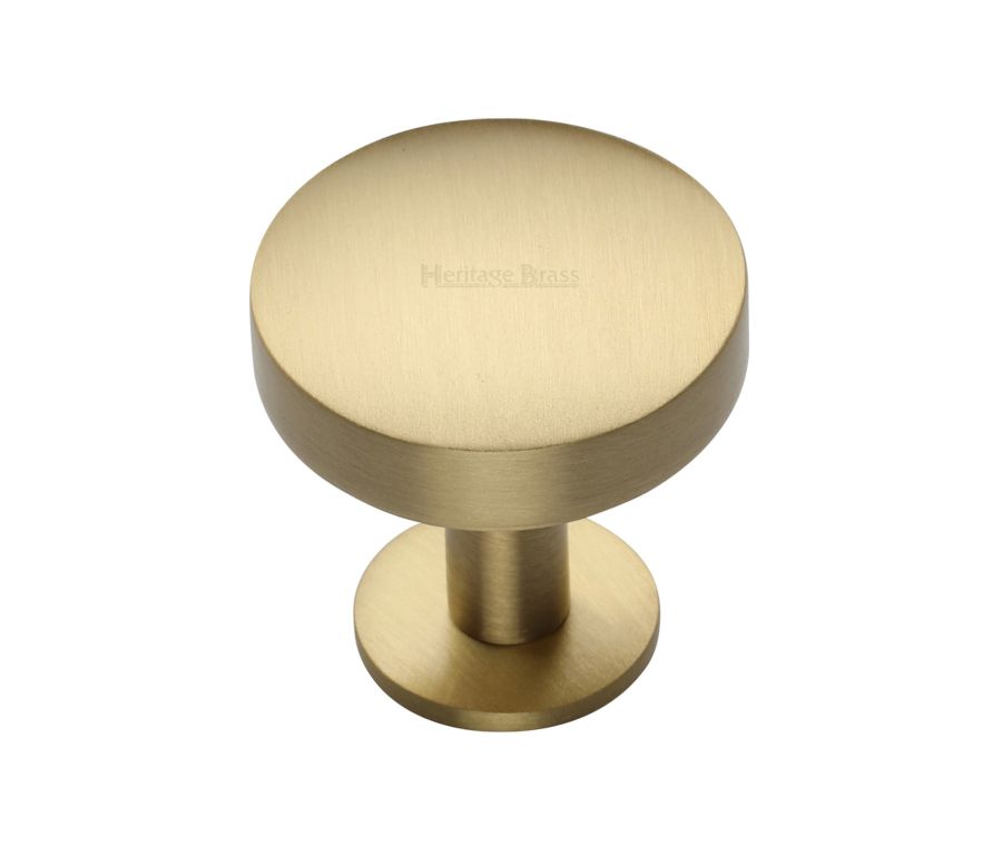 Heritage Brass Satin Brass Domed Disc Cabinet Knob with Rose 32mm