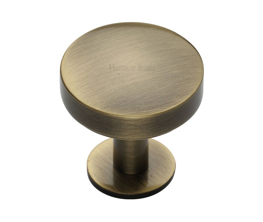 Heritage Brass Antique Brass Domed Disc Cabinet Knob with Rose 38mm