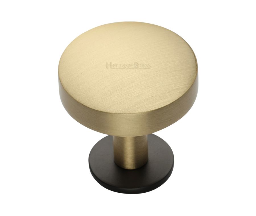 Heritage Brass Matt Bronze/Satin Brass Domed Disc Cabinet Knob with Rose 38mm