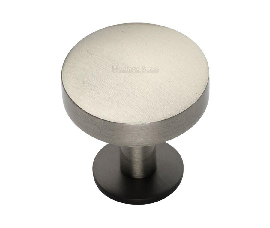 Heritage Brass Matt Bronze/Satin Nickel Domed Disc Cabinet Knob with Rose 38mm