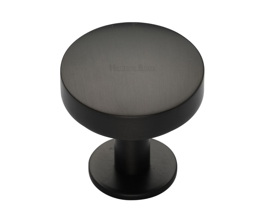 Heritage Brass Matt Bronze Domed Disc Cabinet Knob with Rose 38mm