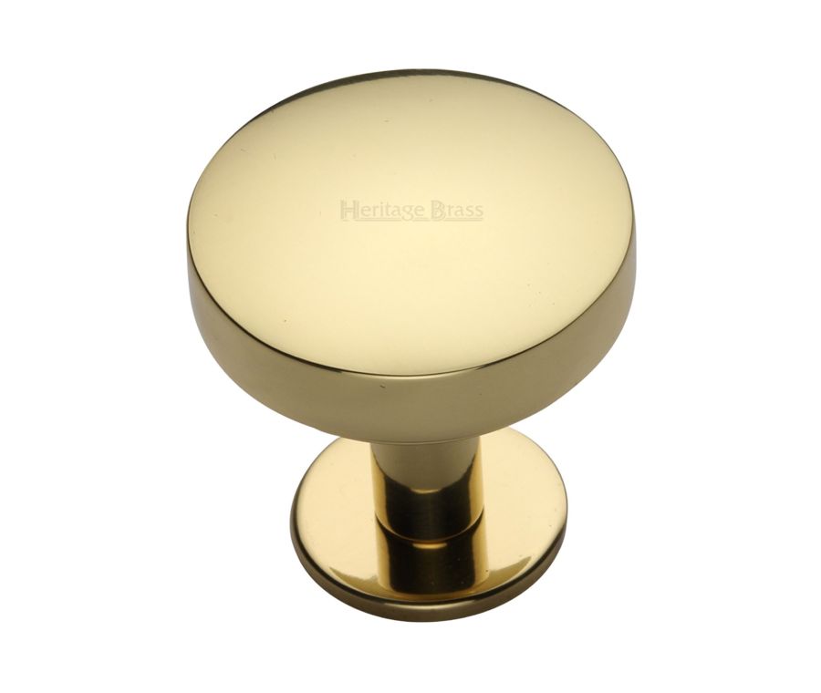 Heritage Brass Polished Brass Domed Disc Cabinet Knob with Rose 38mm