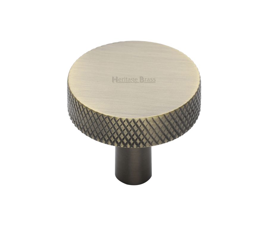 Heritage Brass Antique Brass Knurled Disc Cabinet Knob 32mm