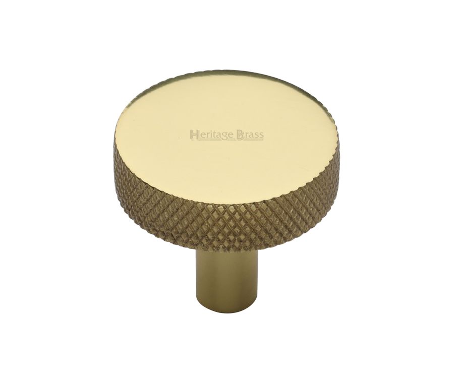 Heritage Brass Polished Brass Knurled Disc Cabinet Knob 32mm