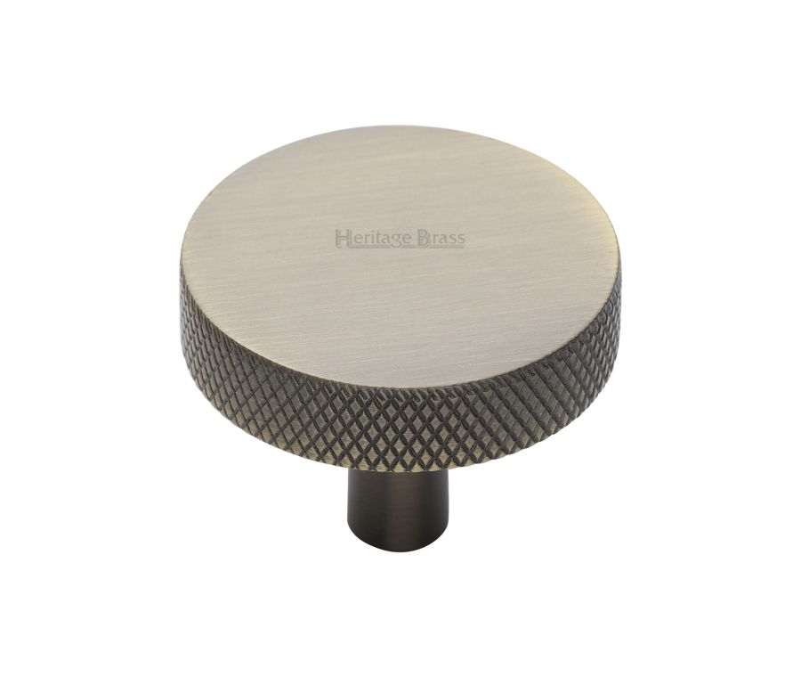 Heritage Brass Antique Brass Knurled Disc Cabinet Knob 38mm