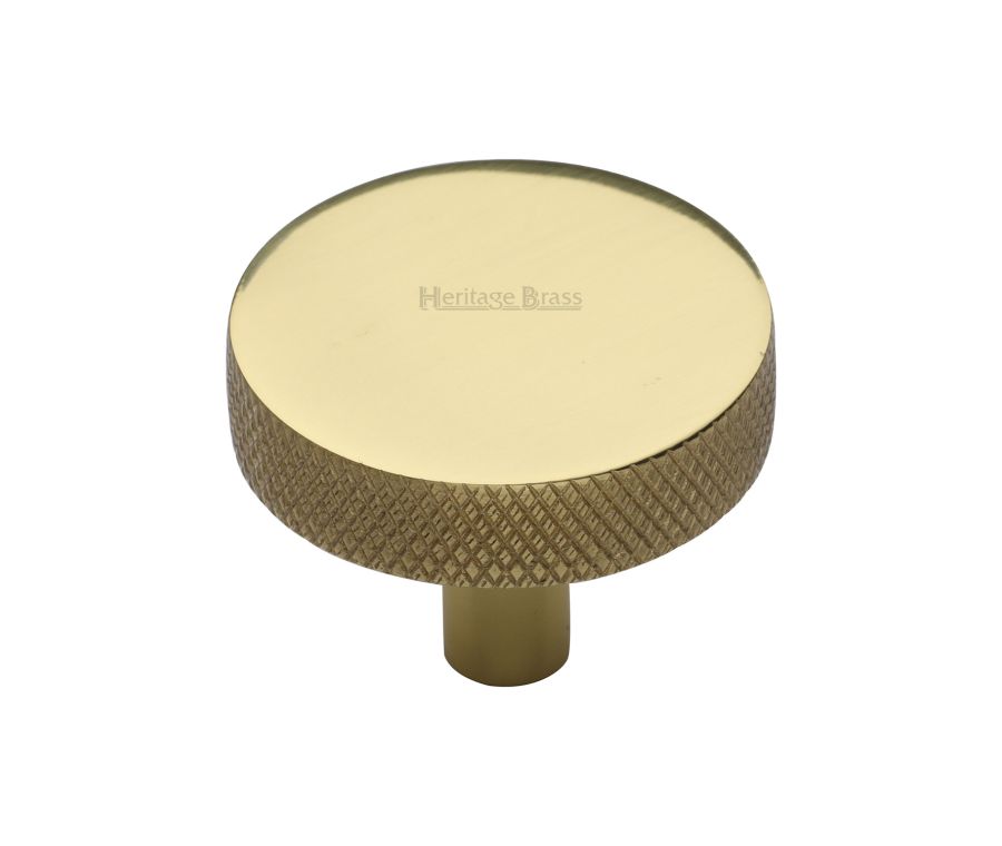 Heritage Brass Polished Brass Knurled Disc Cabinet Knob 38mm