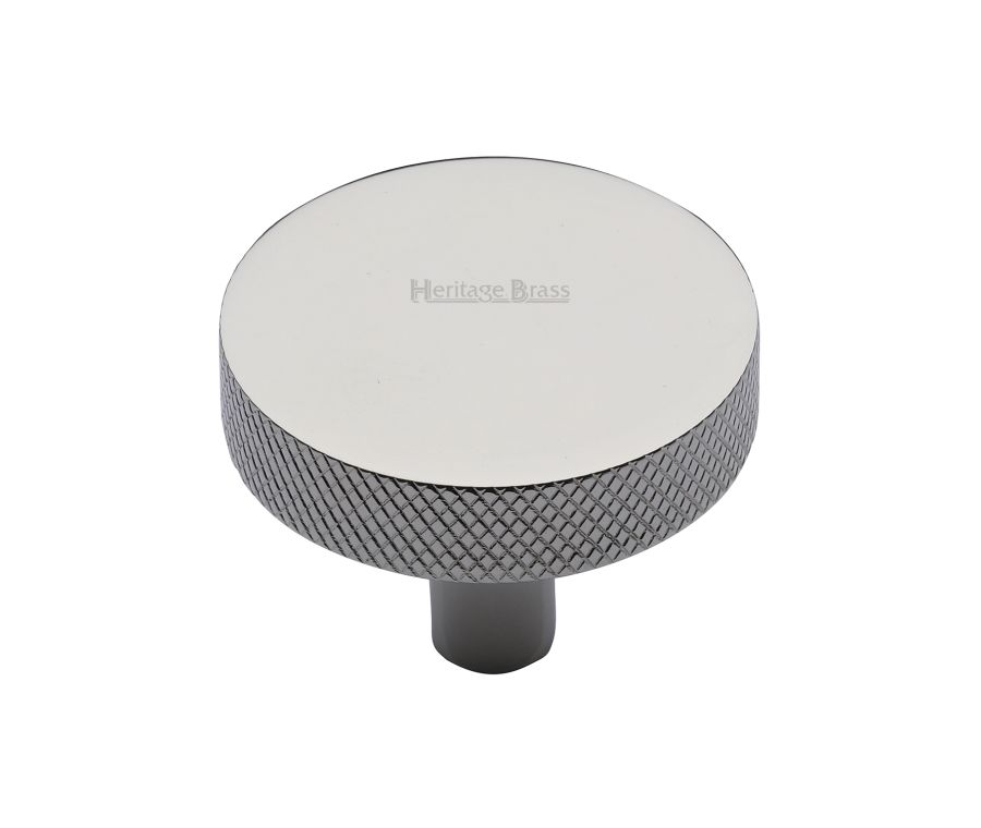 Heritage Brass Polished Nickel Finish Knurled Disc Cabinet Knob 38mm