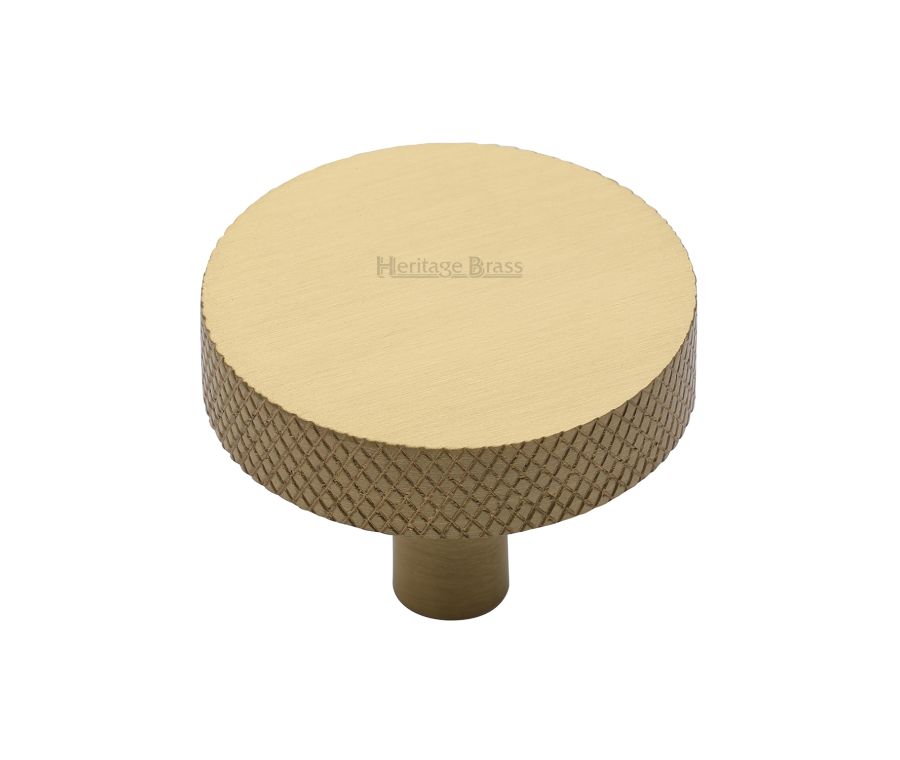 Heritage Brass Satin Brass Knurled Disc Cabinet Knob 38mm