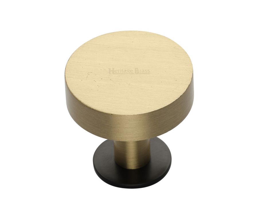 Heritage Brass Matt Bronze/Satin Brass Disc Cabinet Knob With Base 32mm
