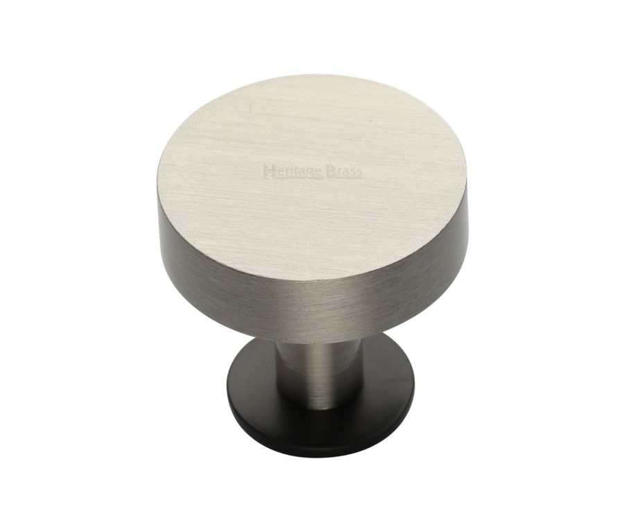 Heritage Brass Matt Bronze/Satin Nickel Disc Cabinet Knob With Base 32mm