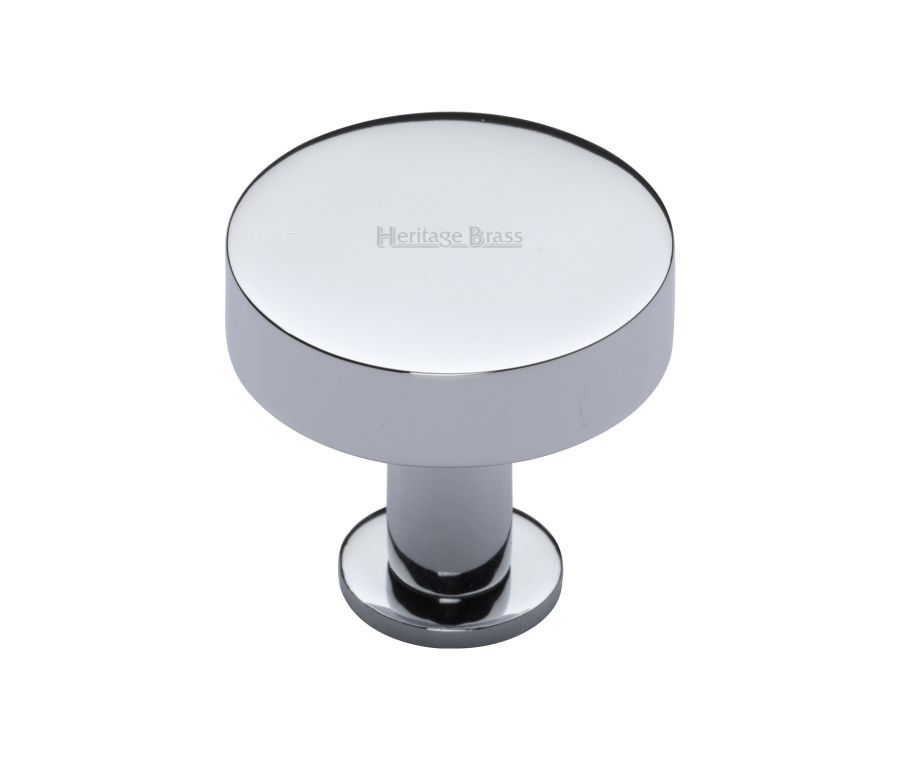 Heritage Brass Polished Chrome Disc Cabinet Knob With Base 32mm