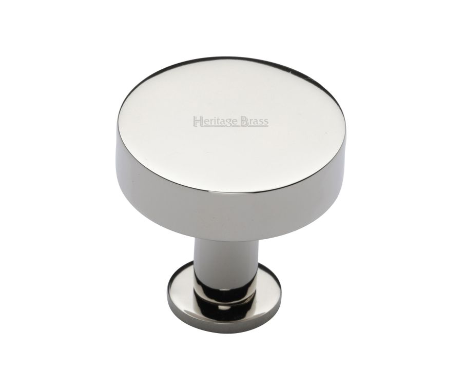 Heritage Brass Polished Nickel Finish Disc Cabinet Knob With Base 32mm