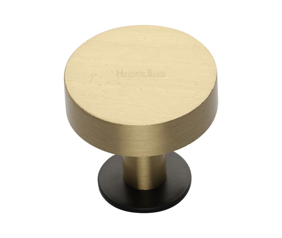 Heritage Brass Matt Bronze/Satin Brass Disc Cabinet Knob With Base 38mm