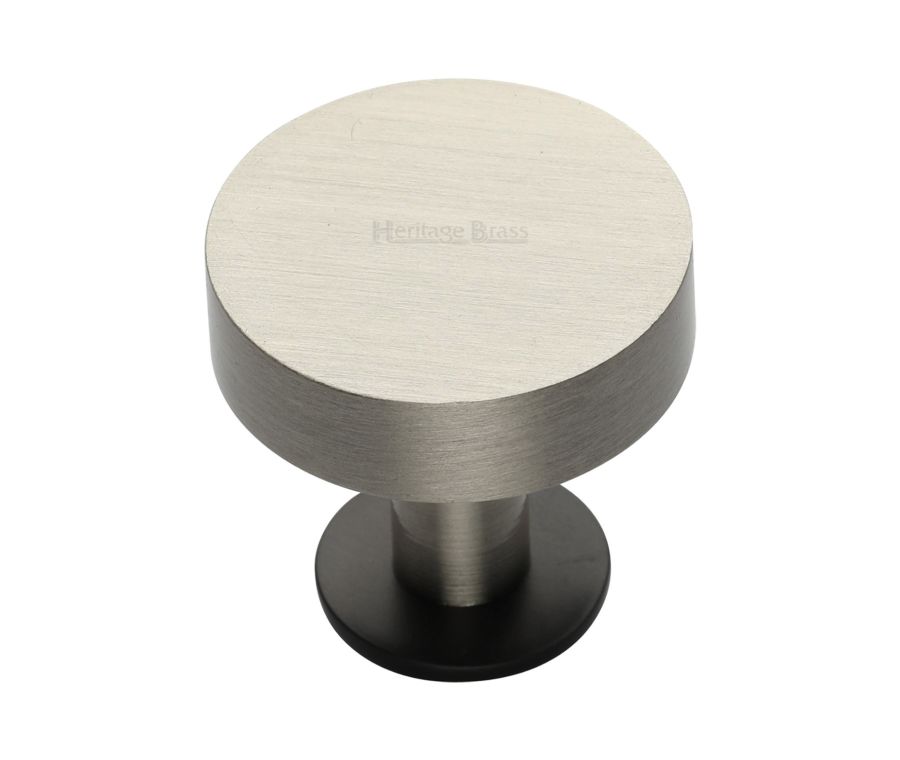 Heritage Brass Matt Bronze/Satin Nickel Disc Cabinet Knob With Base 38mm