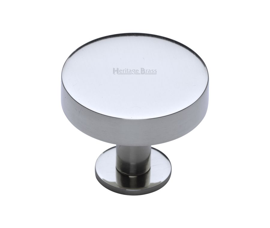Heritage Brass Polished Chrome Disc Cabinet Knob With Base 38mm